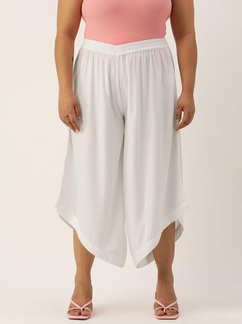 therebelinme white relaxed fit high rise plus size culottes