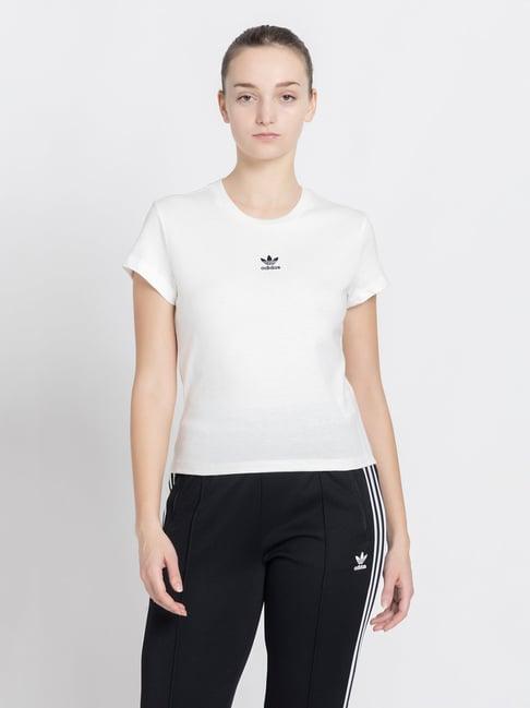 adidas originals white cotton round neck t-shirt