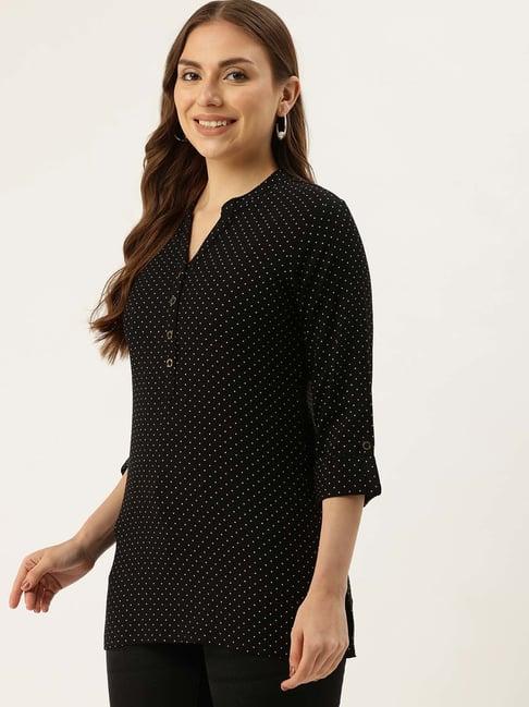 amukti black polka dot print tunic