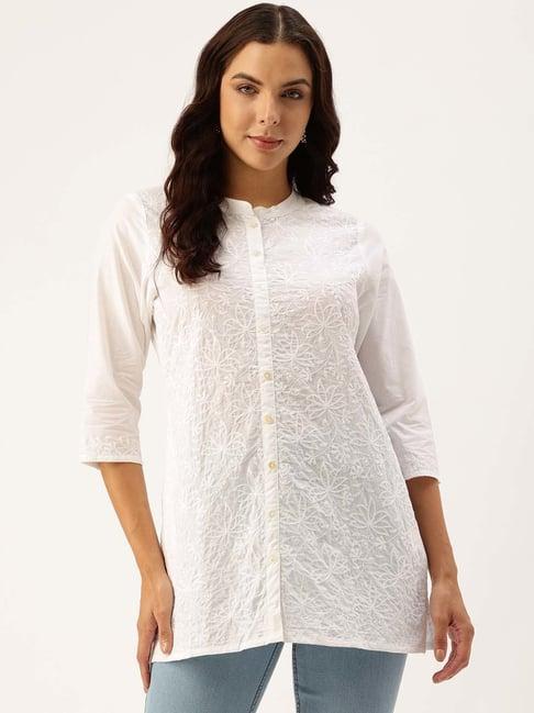 amukti white embroidered tunic