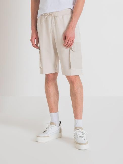 antony morato beige regular fit cargo shorts