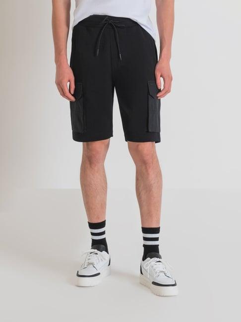 antony morato black slim fit cargo shorts