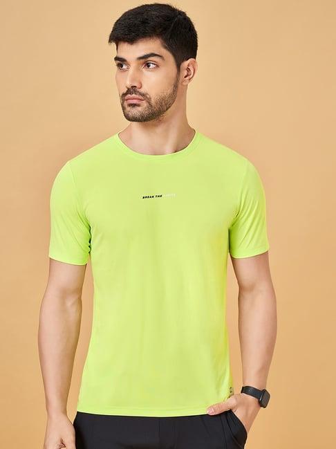 ajile by pantaloons green slim fit printed t-shirt