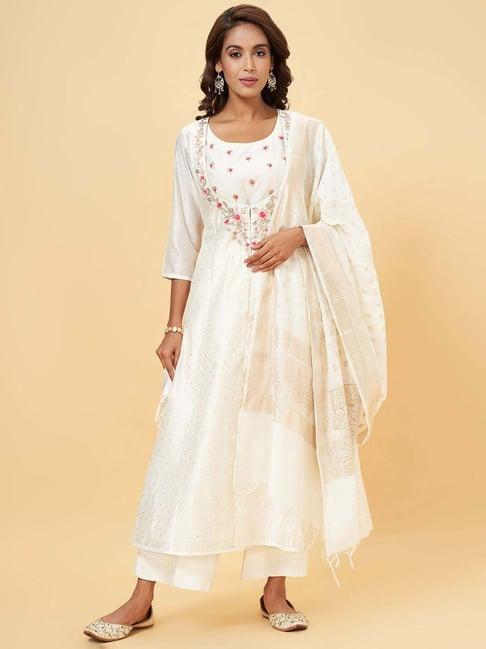 rangmanch by pantaloons white woven pattern dupatta