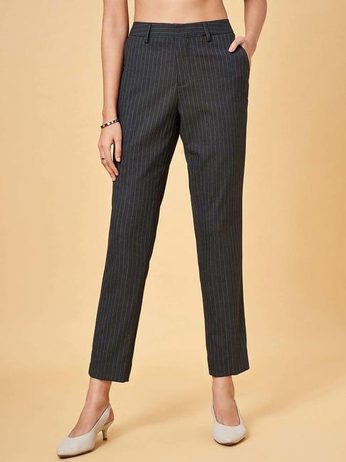 annabelle by pantaloons black striped trousers