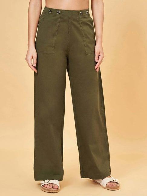 honey by pantaloons green high rise flared pants