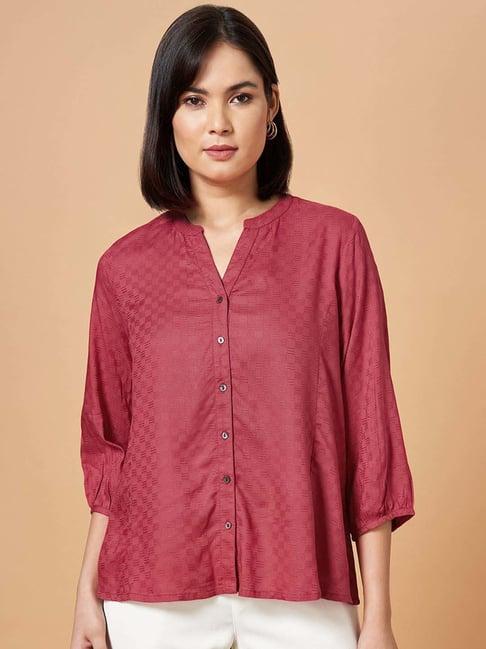 marigold lane red self pattern tunic