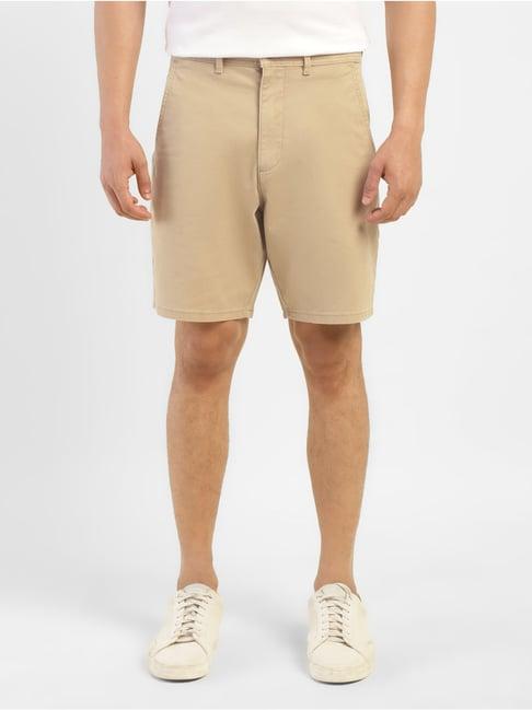 levi's brown cotton slim fit shorts