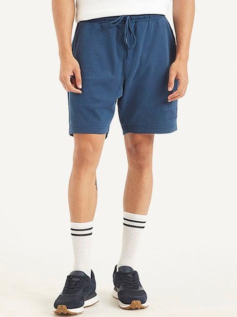 levi's blue cotton regular fit shorts