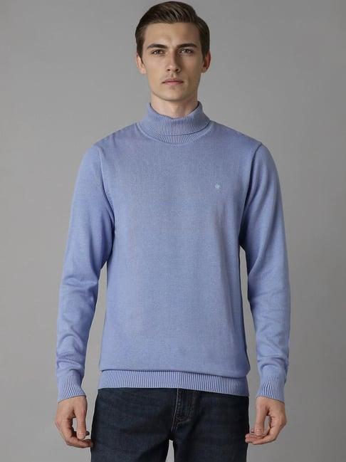 louis philippe blue cotton regular fit sweater