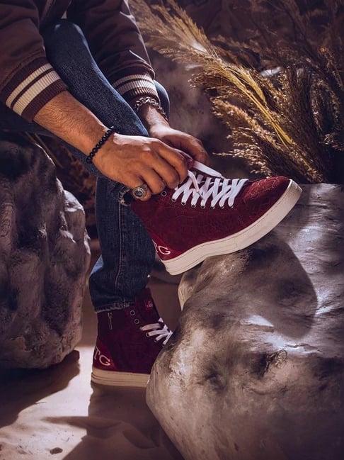 saint g men's harvey burgundy ankle high sneakers