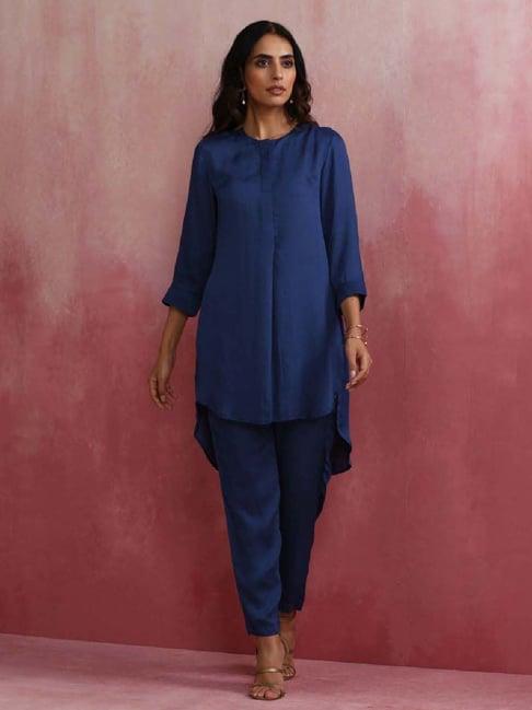 truebrowns royal blue kurta & pant set