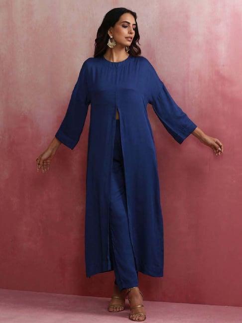 truebrowns royal blue kurta & pant set