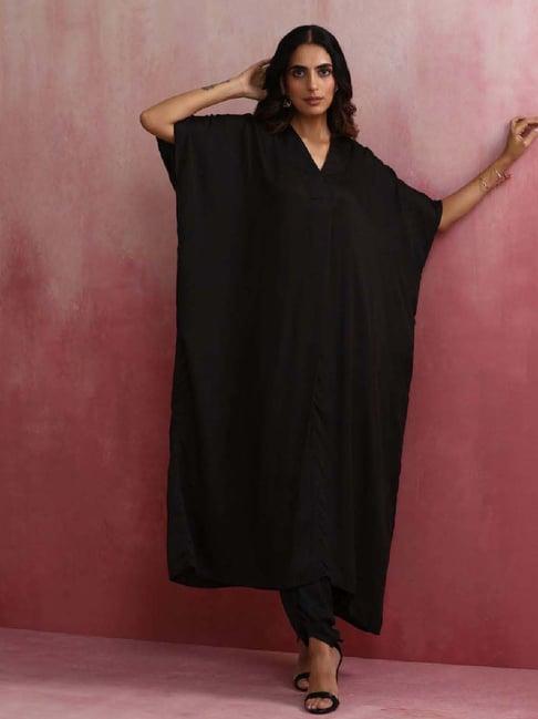 truebrowns jet black kaftan & pant set