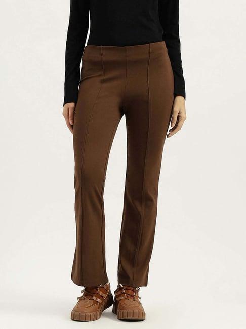 united colors of benetton brown mid rise trousers