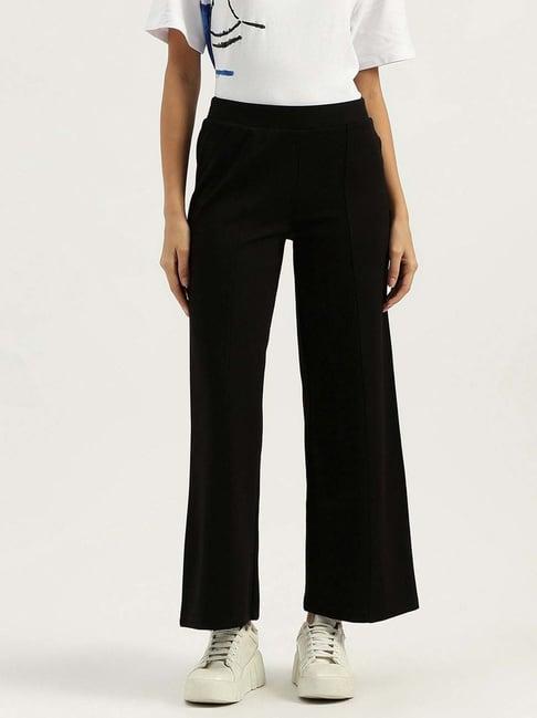 united colors of benetton black mid rise trousers