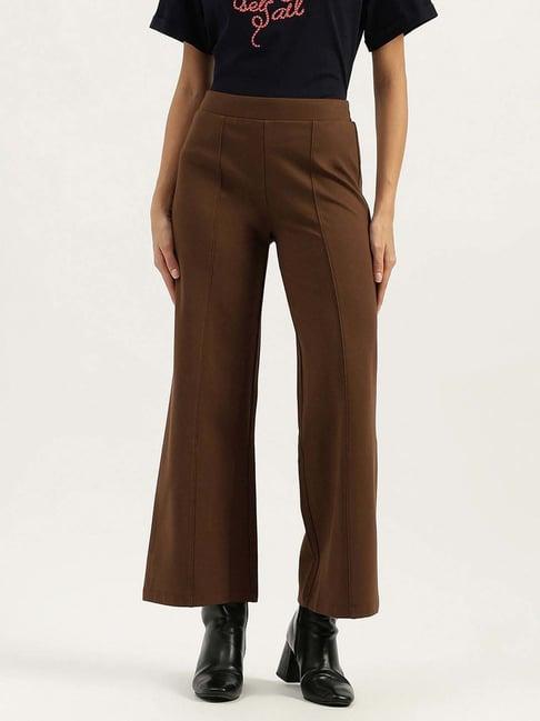 united colors of benetton brown mid rise trousers