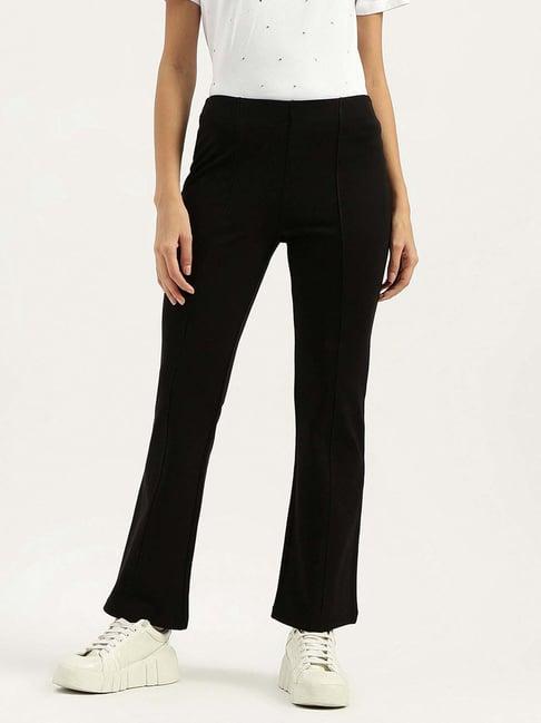 united colors of benetton black mid rise trousers