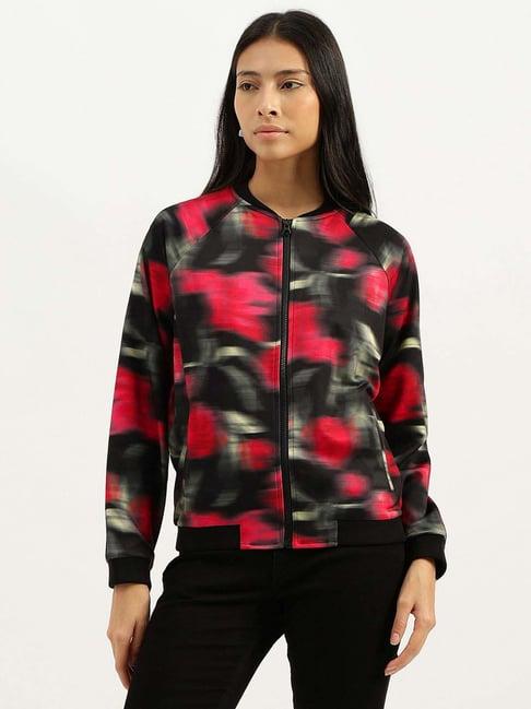 united colors of benetton black & red printed sweatshirt