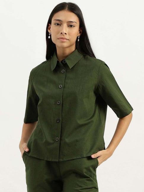 united colors of benetton green regular fit shirt