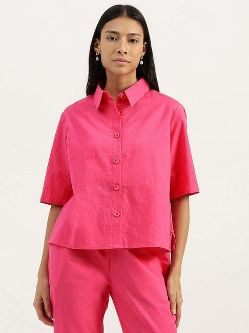 united colors of benetton pink regular fit shirt