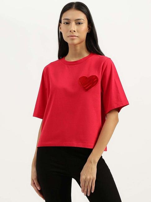 united colors of benetton red cotton t-shirt