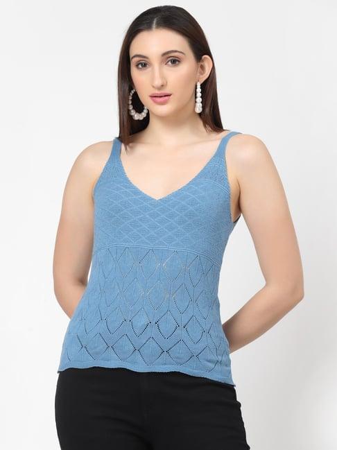 kalt blue crochet tank top