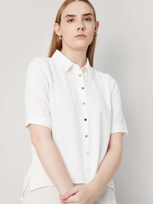 code by lifestyle off-white plain shirt