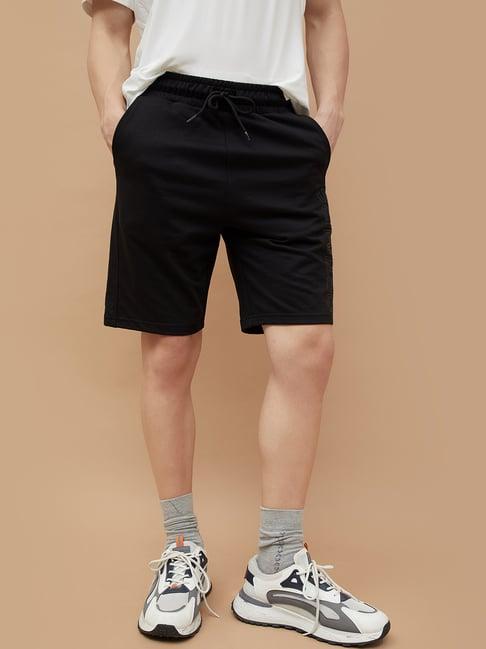 fame forever by lifestyle black regular fit printed sports shorts