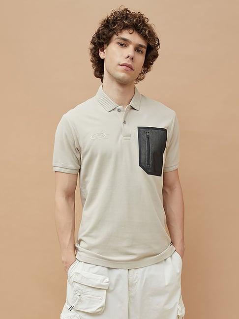 bossini beige regular fit polo t-shirt