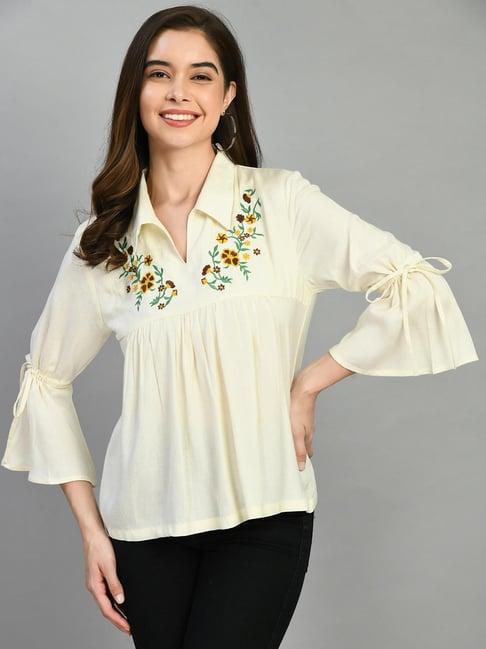 pretty loving thing yellow embroidered top