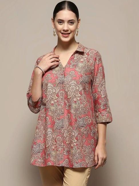 biba pink cotton print shirt