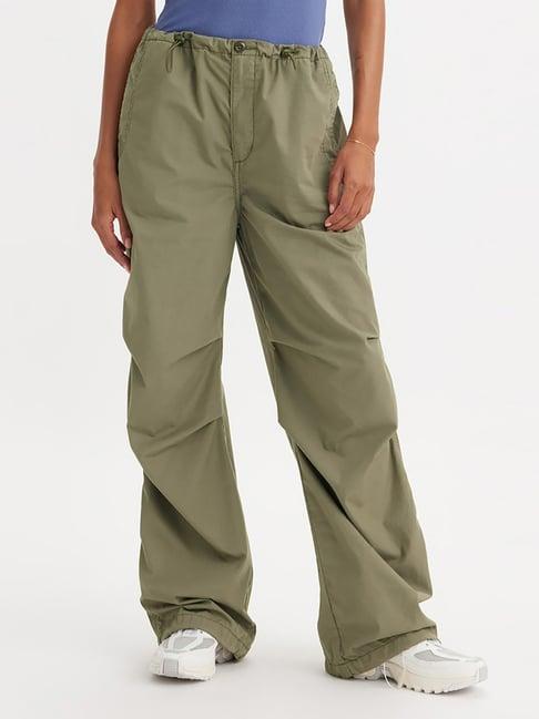 levi's olive relaxed fit mid rise trousers