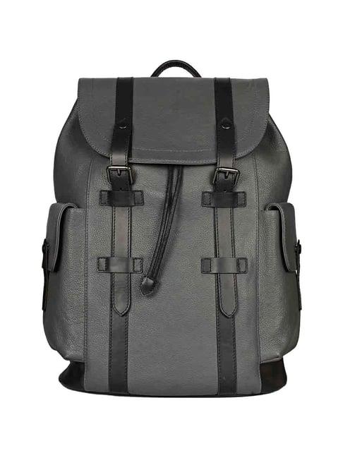 saint g grey leather medium backpack