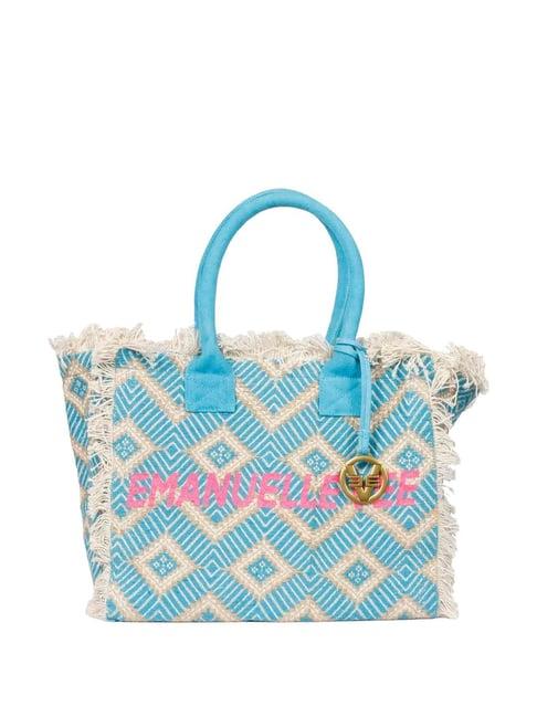 saint g blue embroidered medium handbag