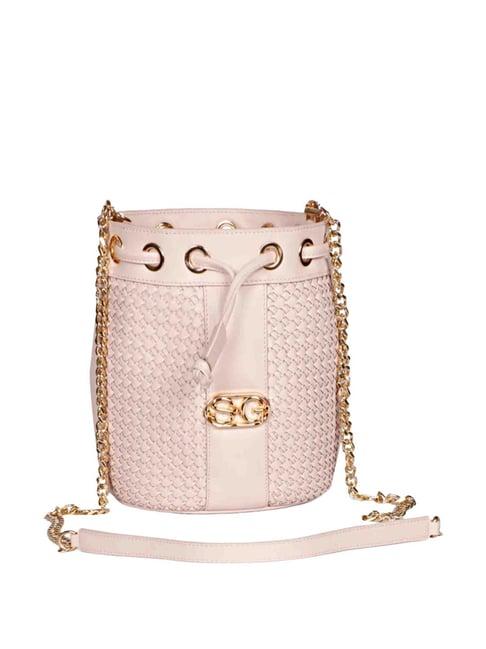 saint g pink textured medium bucket bag