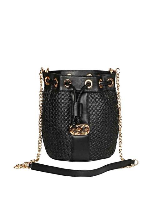 saint g black textured medium bucket bag