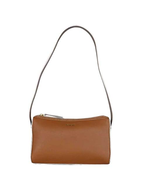 saint g brown solid medium shoulder handbag