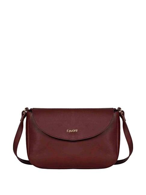 saint g brown solid small sling handbag