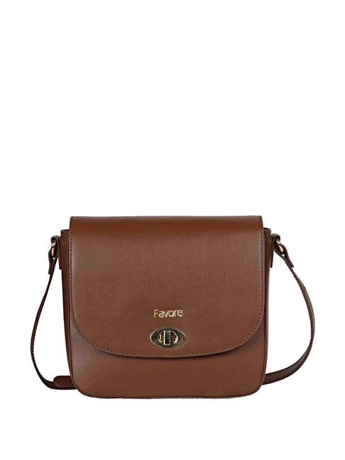 saint g brown solid small sling handbag