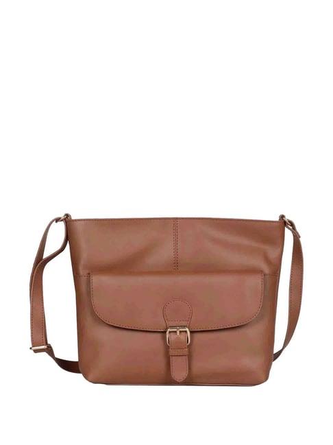 saint g brown solid small sling handbag