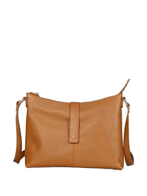 saint g tan solid small sling handbag