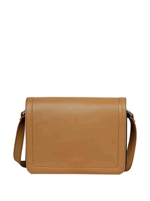 saint g tan solid small sling handbag