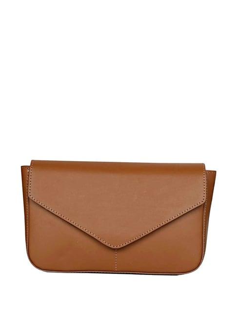 saint g tan solid medium sling handbag