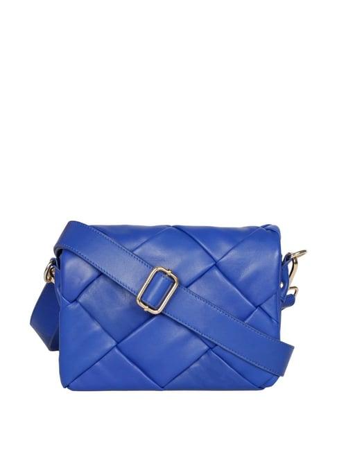 saint g blue textured medium sling handbag