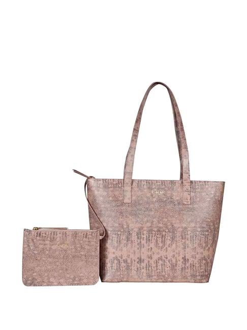 saint g peach solid medium tote handbag with pouch