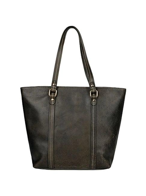 saint g black  solid medium tote handbag