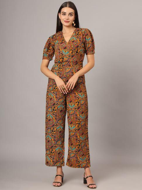 brinns mustard printed jumpsuit