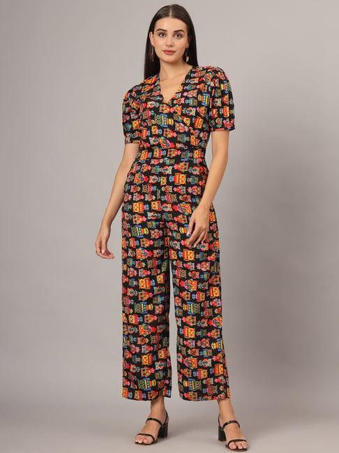 brinns jet black printed jumpsuit