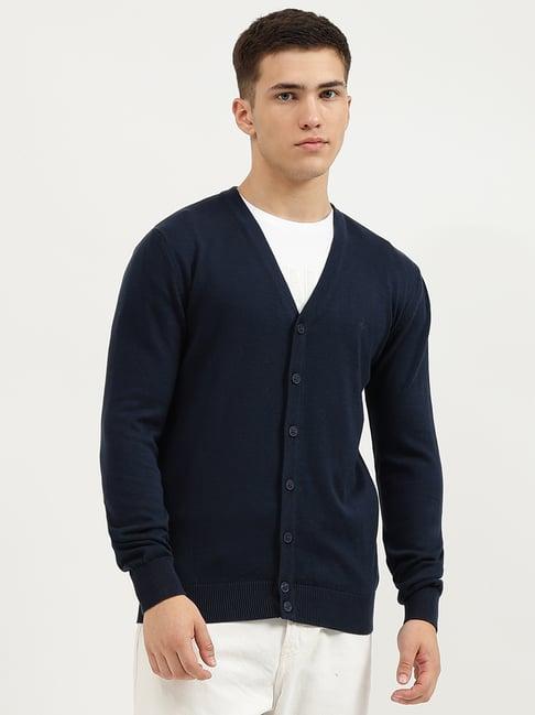 united colors of benetton blue pure cotton slim cardigan